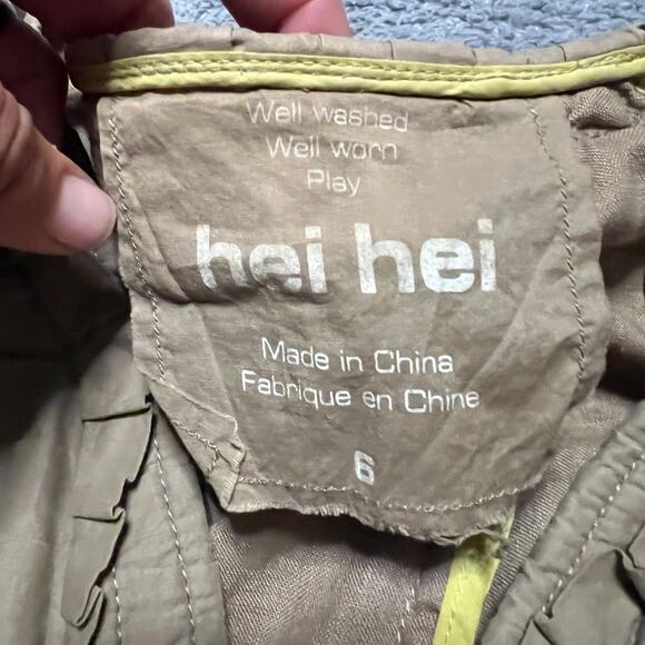 Anthropologie Hei Hei Bomber Jacket Womens 6 Small Linen Pleated Zip Military - Picture 8 of 9